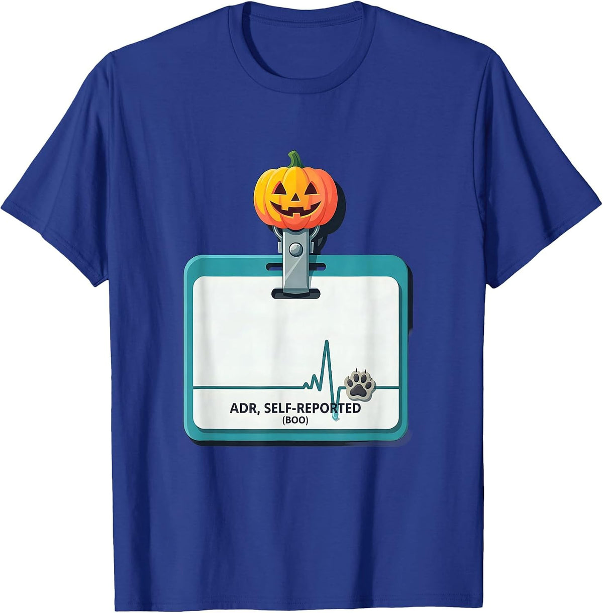 Men's ADR Self-Reported Boo Funny Vet Tech Halloween Clinic Crew T-Shirt - Royal Blue