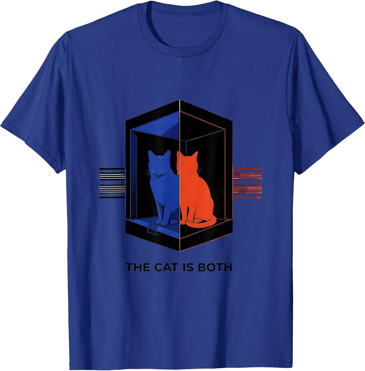 The Cat Is Both Quantum Physics Humor Science Geek Gift T-Shirt - Royal Blue