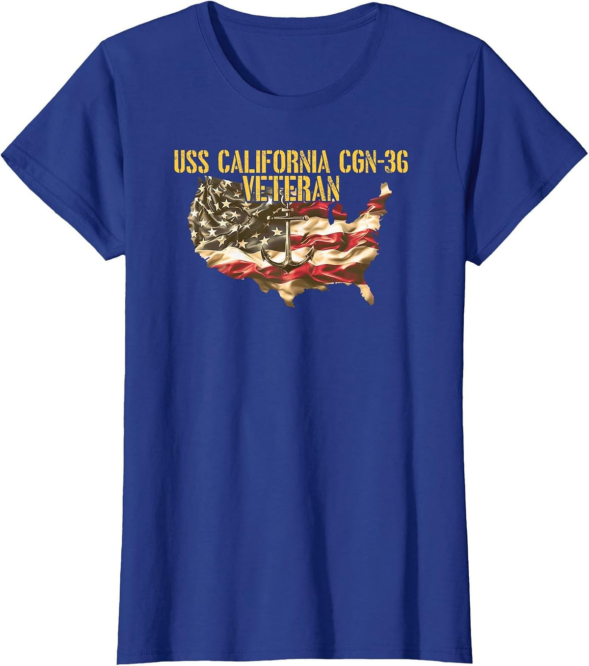 Vintage USS California CGN-36 Guided Missile Cruiser Veteran T-Shirt - Royal Blue