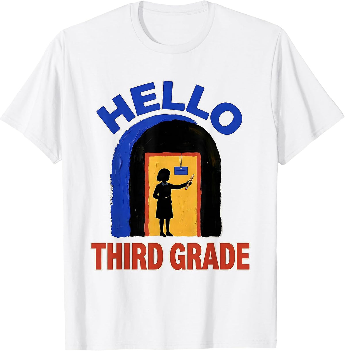 Men's Hello Third Grade Playful Back to School First Day of School T-Shirt - White