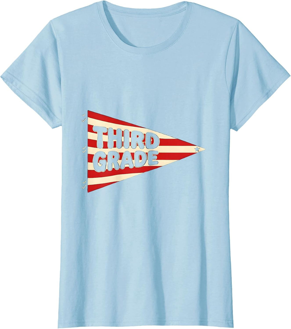 Women's Third Grade Pennant Flag Back to School Third Grade T-Shirt - Baby Blue