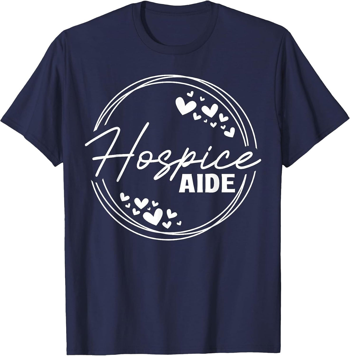 Cute Hospice Aide Heart T-Shirt - Navy Blue