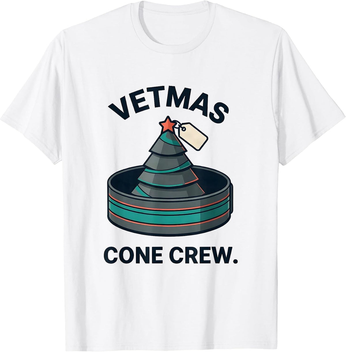 Men's Vetmas Cone Crew Funny Vet Tech Christmas Veterinary Crew T-Shirt - White
