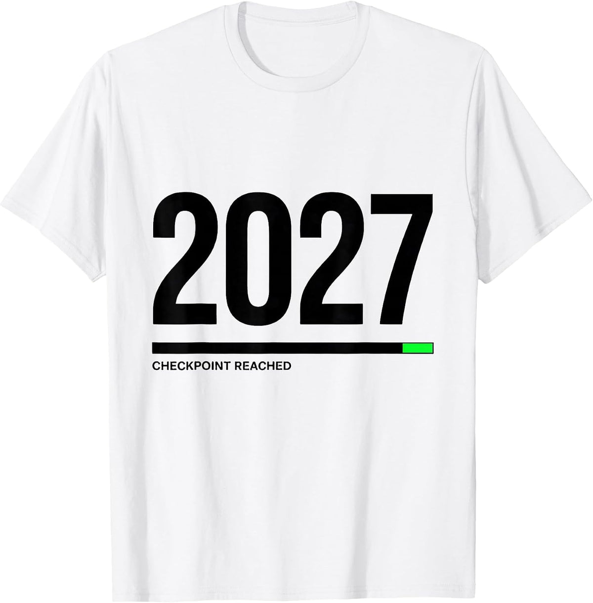 Men's Checkpoint 2027 Reached Funny Gamer New Year Level Up Party T-Shirt - White