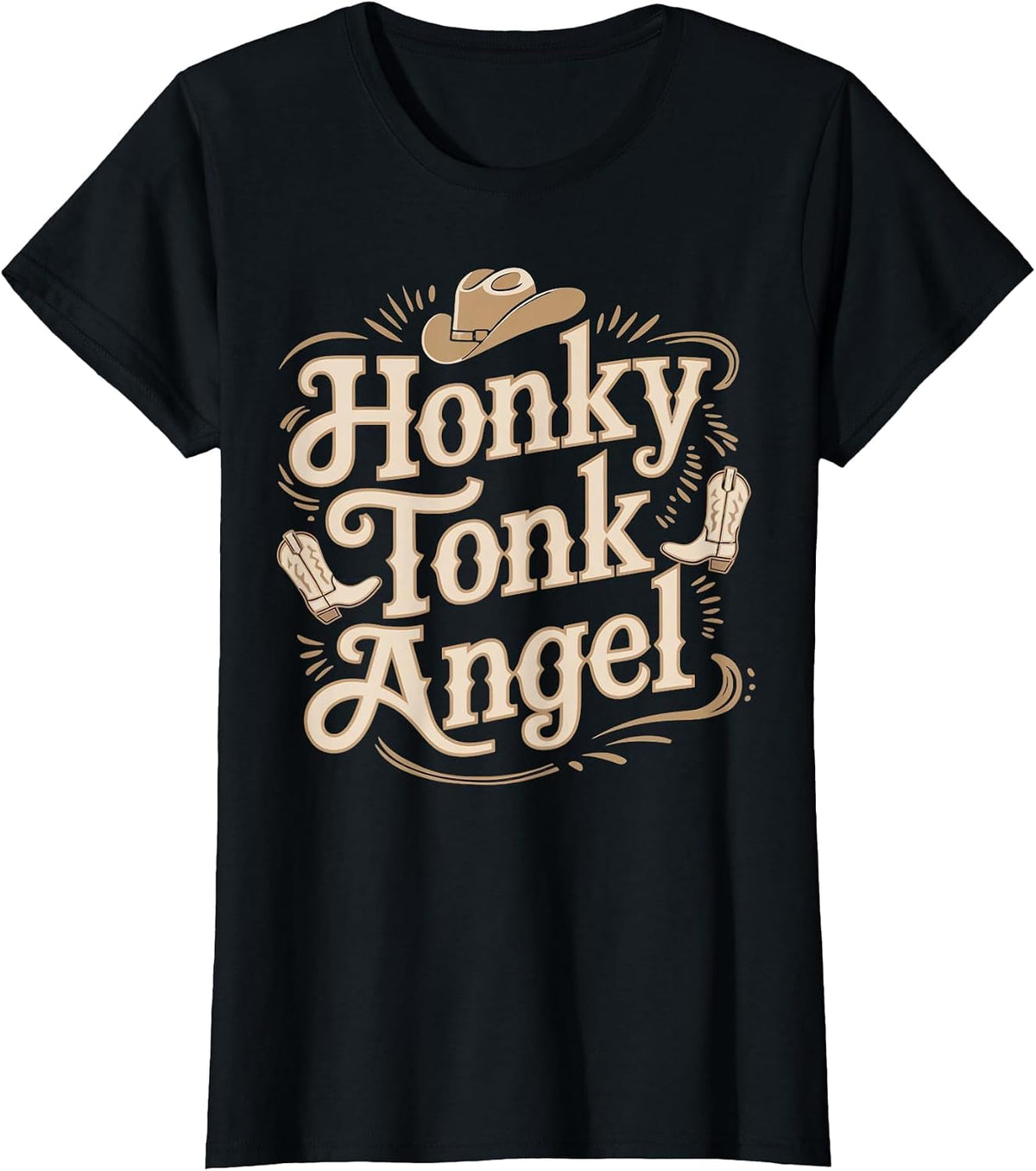 Honky Tonk Angel Western Farm Musician Honky Tonk T-Shirt - Black