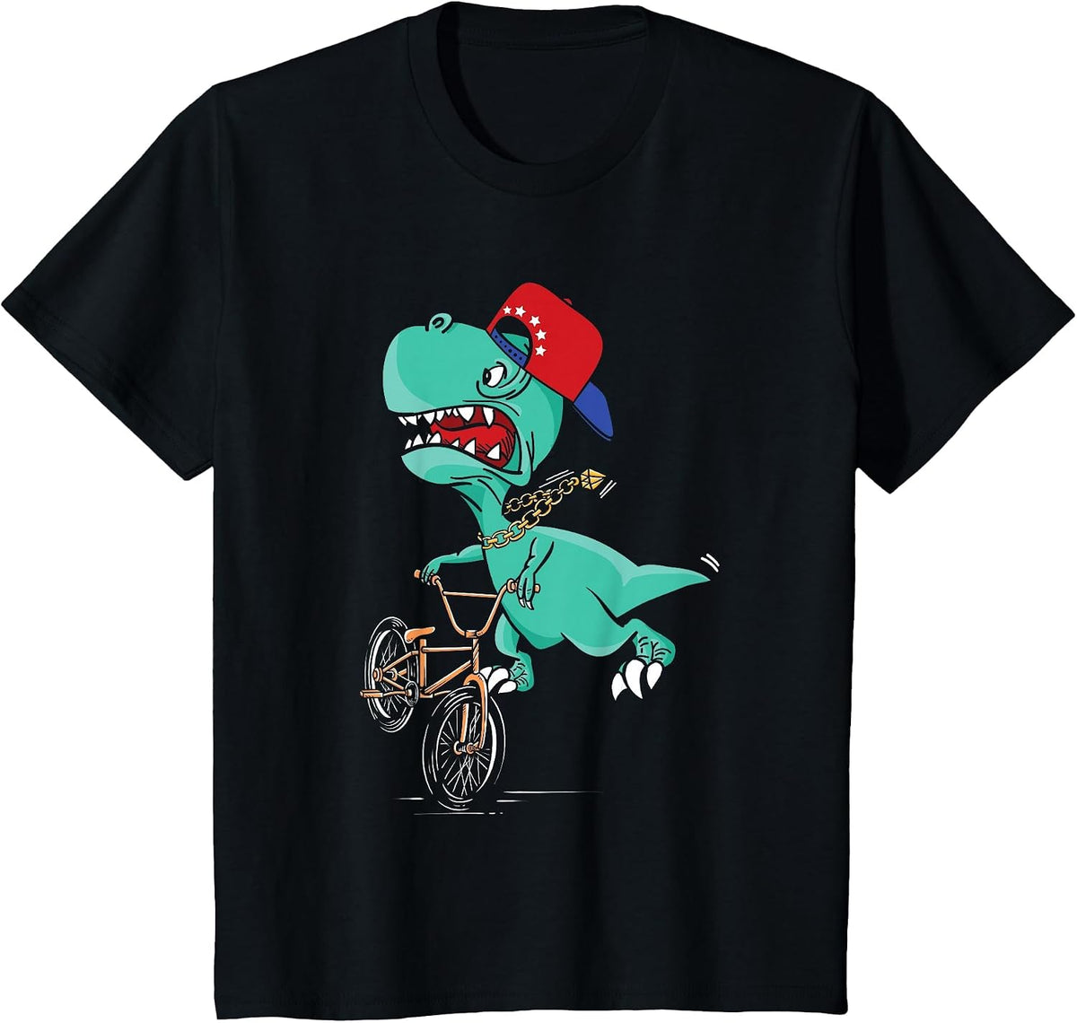 Funny T-Rex Dino Cyclist | BMX MTB Biking | Bike Cycling T-Shirt - Black