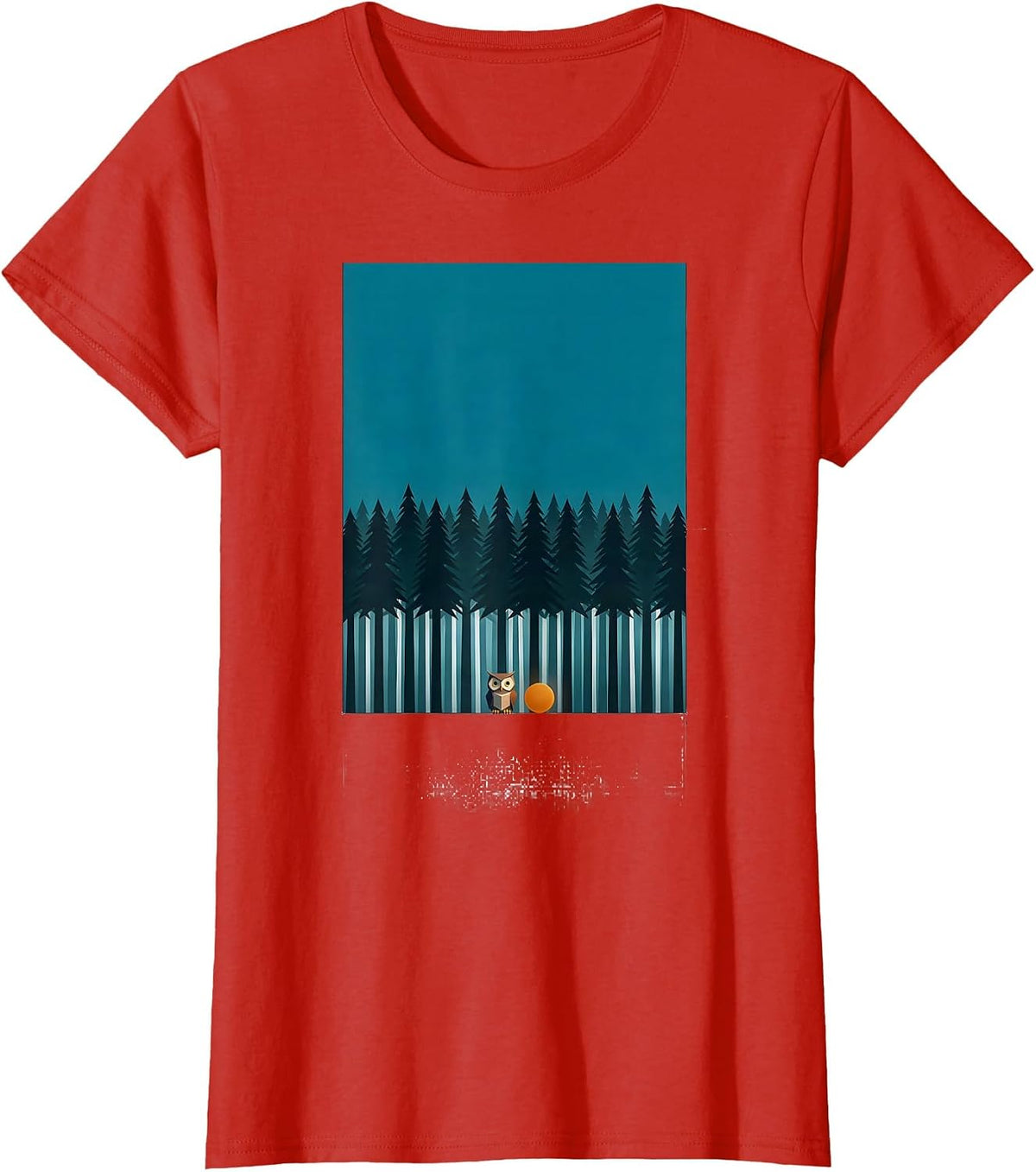 Geometric Forest Owl Minimalist Nature Lover T-Shirt - Red