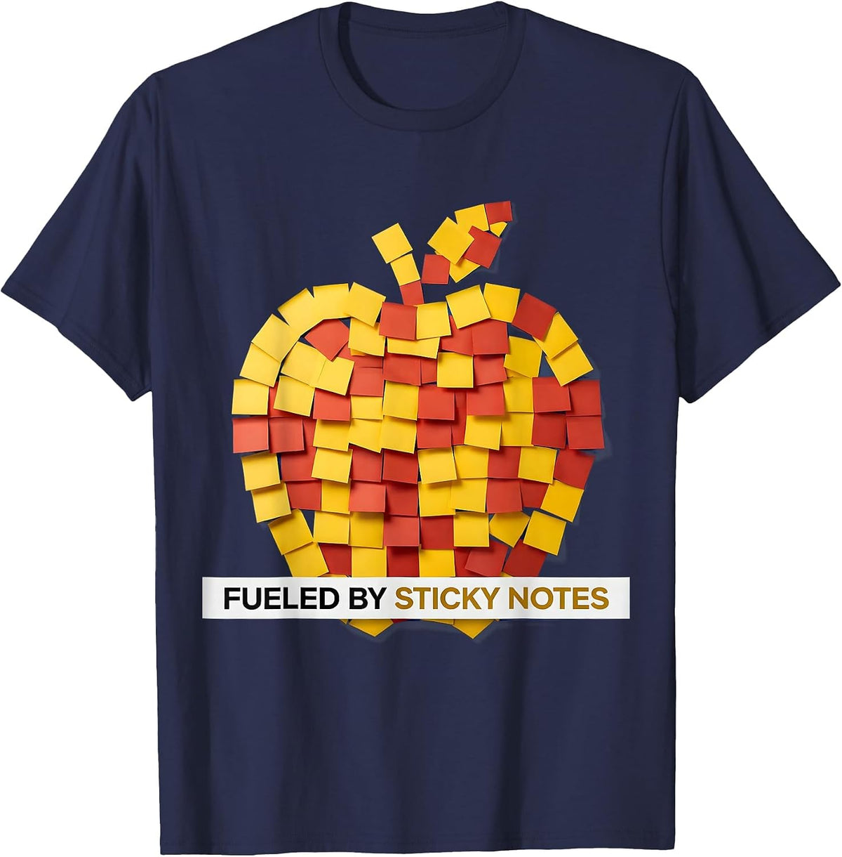 Fueled By Sticky Notes First Grade Teacher T-Shirt - Navy Blue