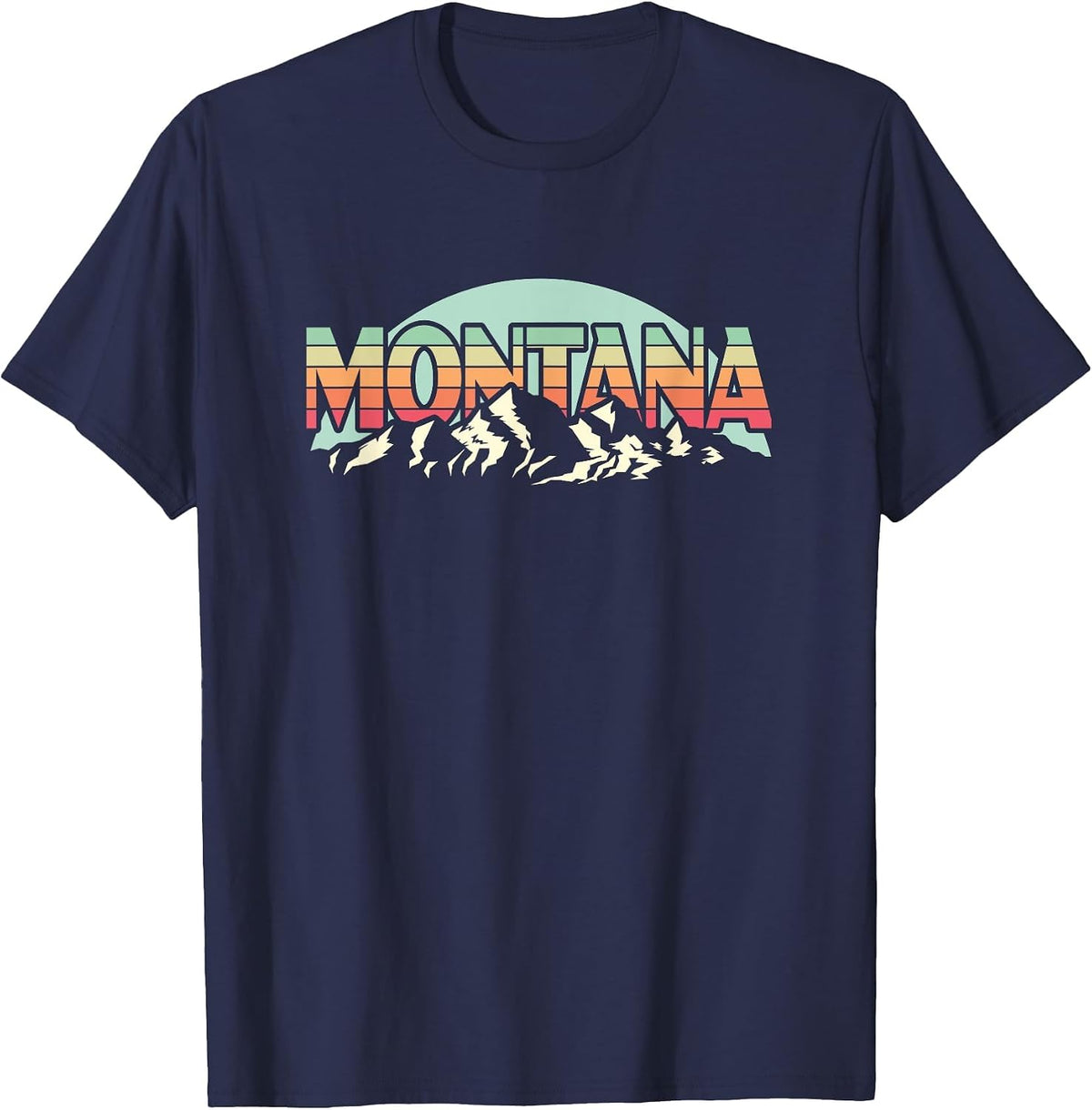 American State Montana - Vintage Mountain Nature Hiking T-Shirt - Navy Blue