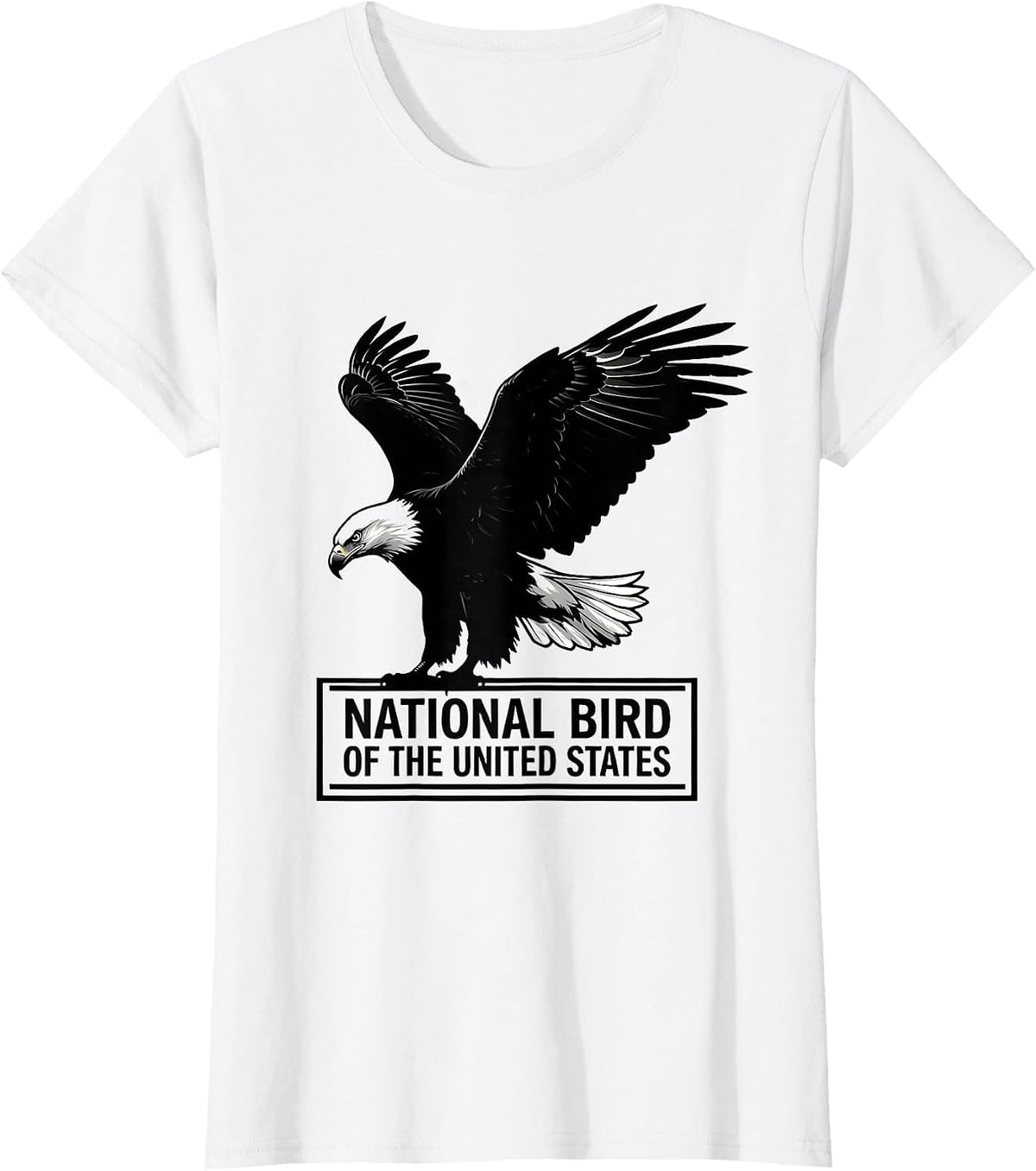 Women's National Bird Of The United States Bald Eagle Silhouette T-Shirt - White