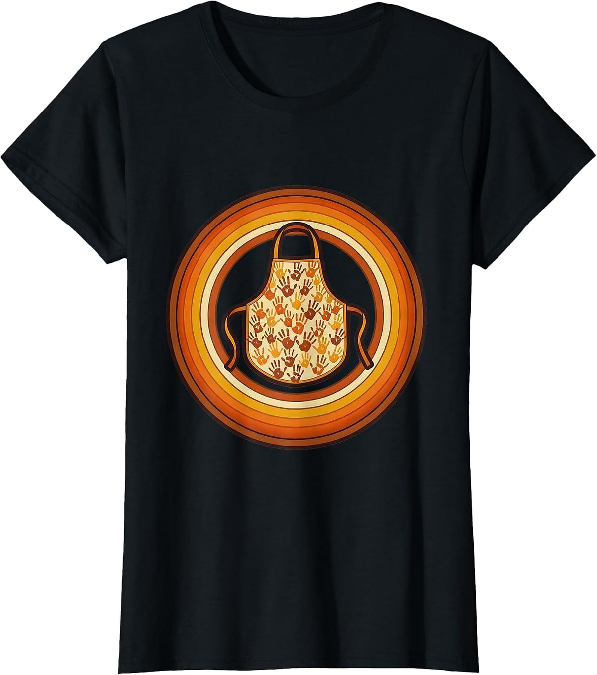 Preschool Teacher Apron Tiny Handprints Graphic T-Shirt - Black