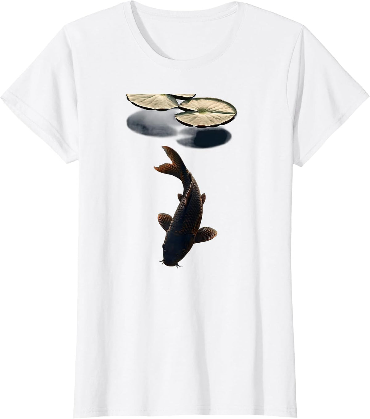 Be Still Koi Fish Under Lily Pads Graphic T-Shirt - White
