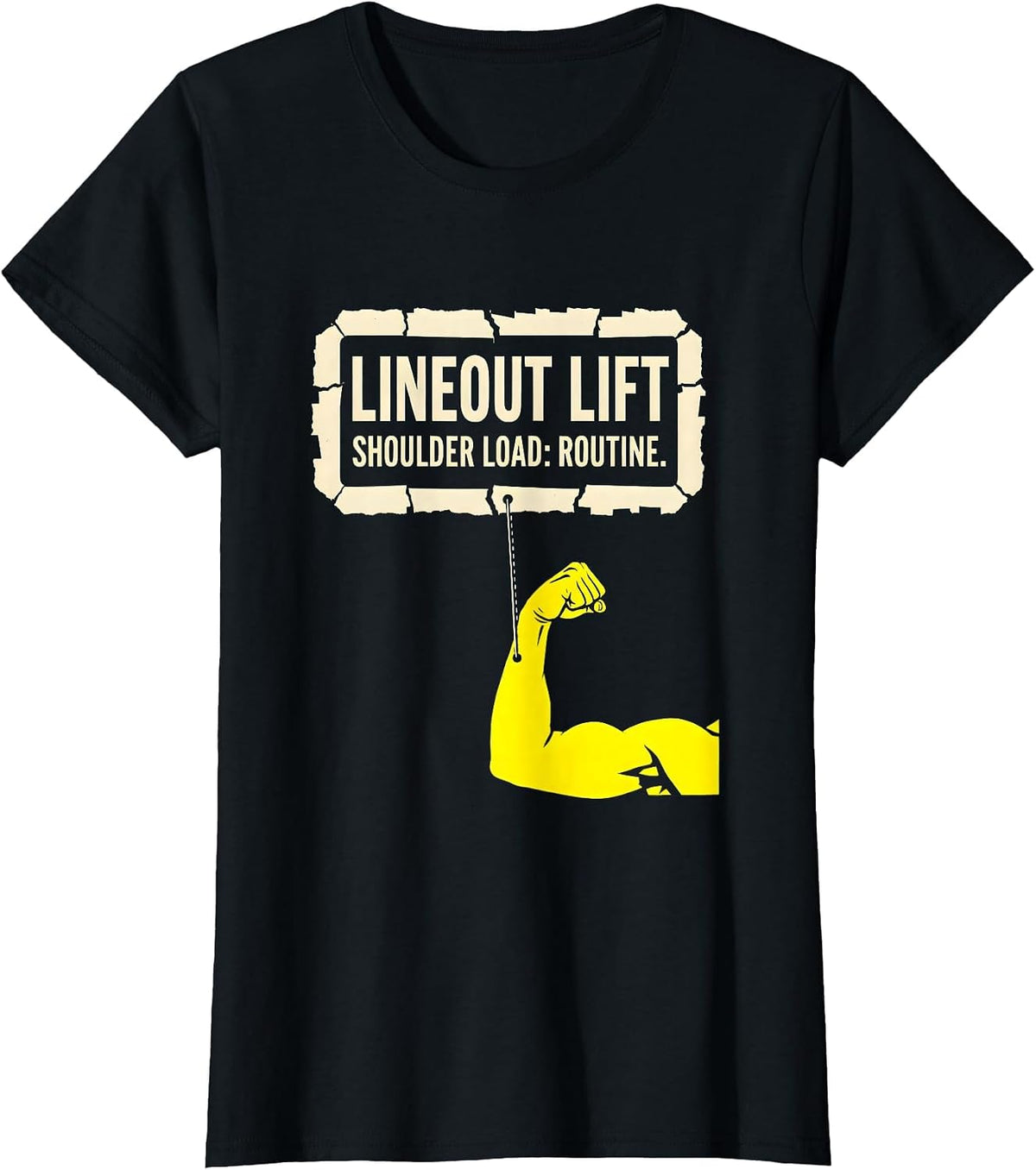 Women's Lineout Lift Shoulder Load Routine Funny Rugby Player Gift T-Shirt - Black