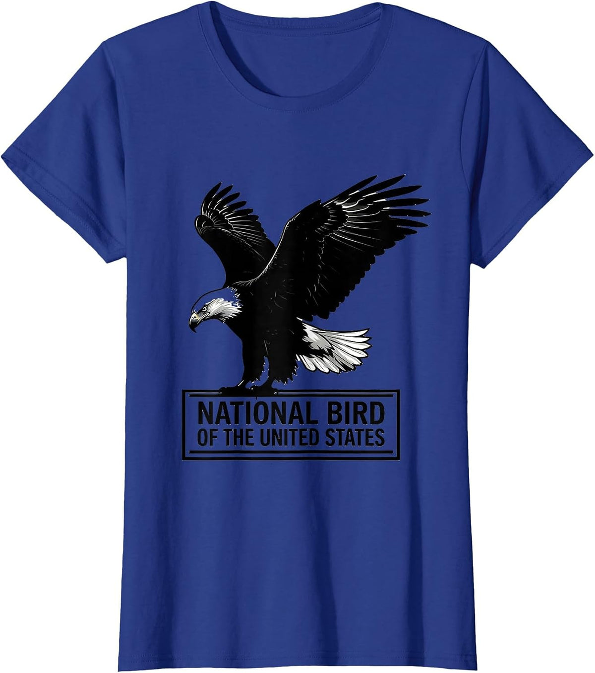 Women's National Bird Of The United States Bald Eagle Silhouette T-Shirt - Royal Blue