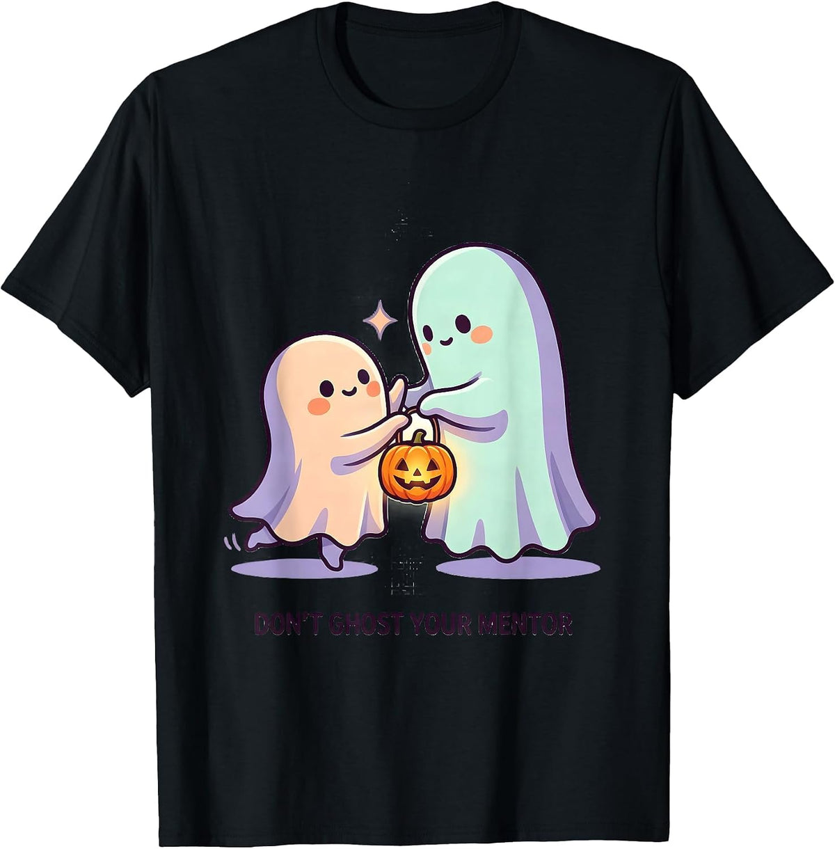 Men's Don't Ghost Your Mentor Cute Kawaii Halloween Mental Health T-Shirt - Black