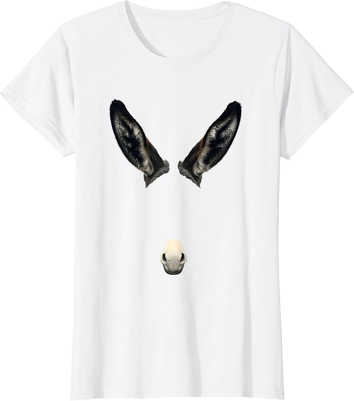 Women's Donkey Ears Funny Animal Lover Novelty Humor T-Shirt - White
