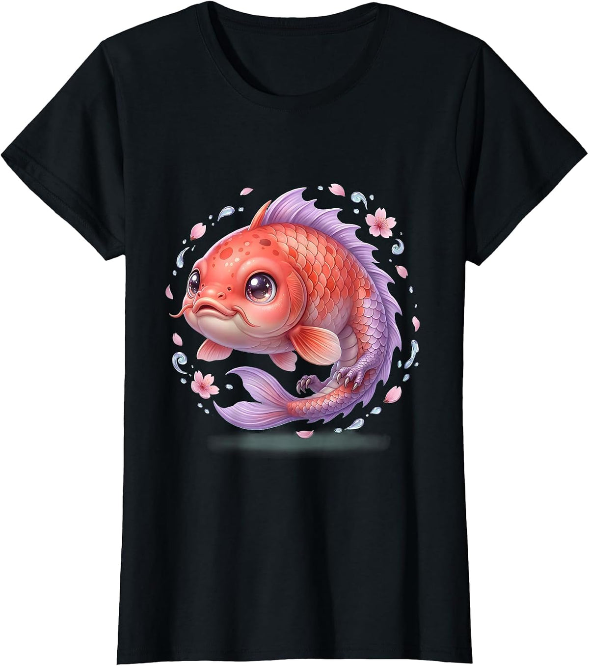 Koi Fish to Dragon Transformation Anime Art T-Shirt - Black