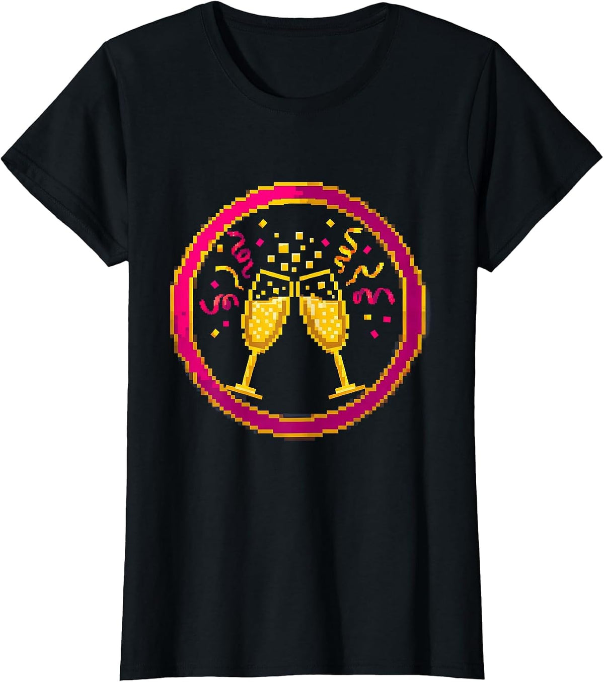 Champagne Toast Celebration Party Graphic T-Shirt - Black