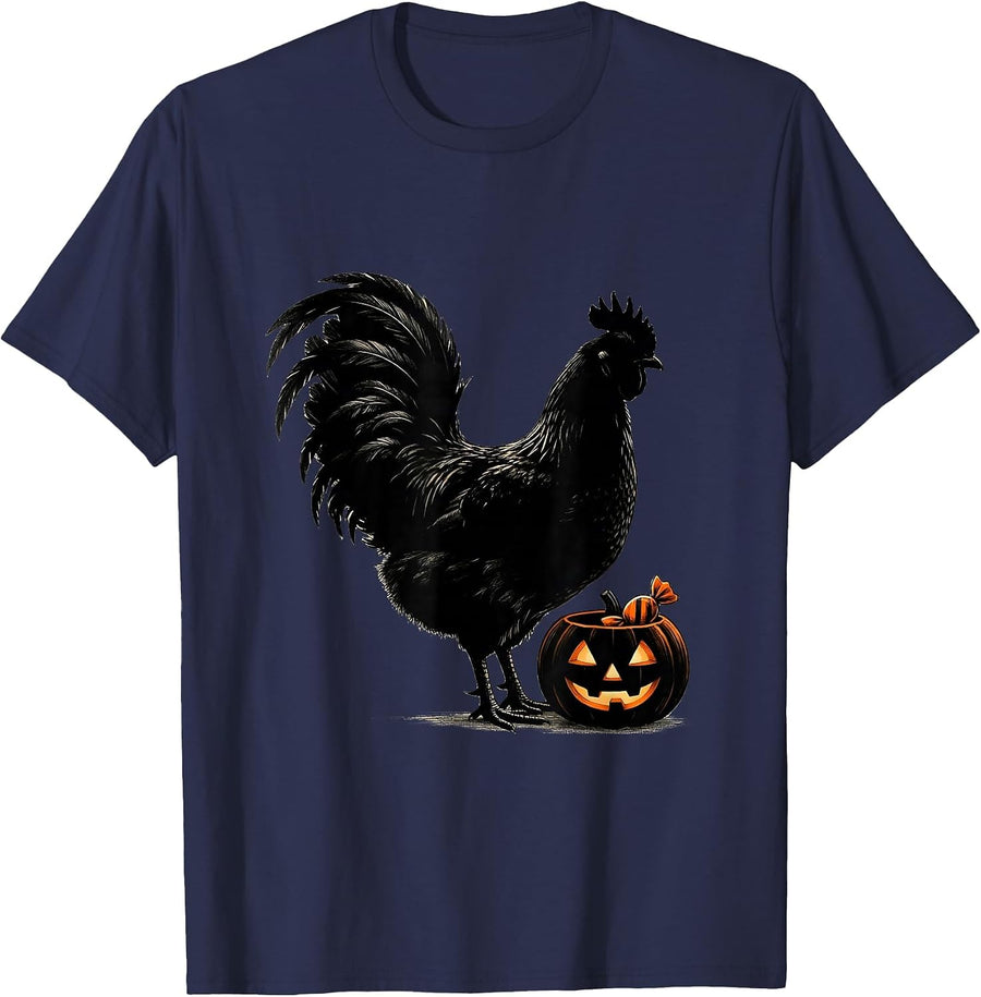 Chick Bat-Wing Hen Halloween Chicken Lover Costume T-Shirt - Navy Blue