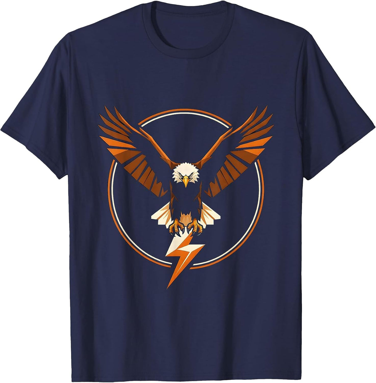 Bald Eagle Lightning Bolt Freedom Graphic T-Shirt - Navy Blue