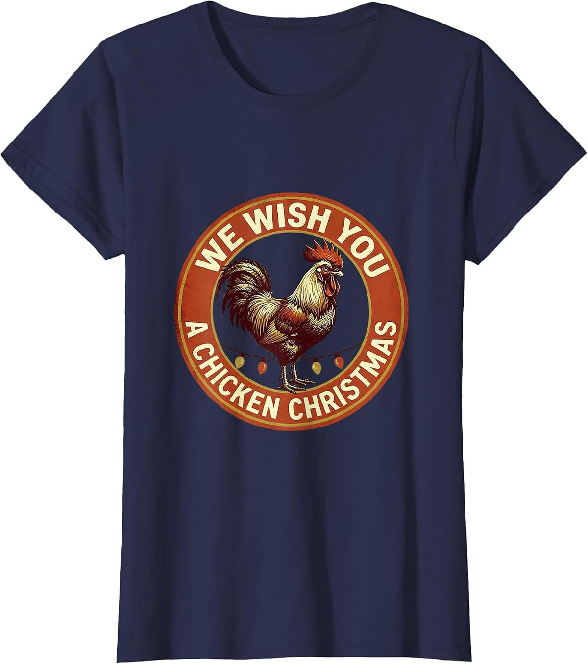 Women's We Wish You A Chicken Christmas Funny Chicken Lover Holiday T-Shirt - Navy Blue