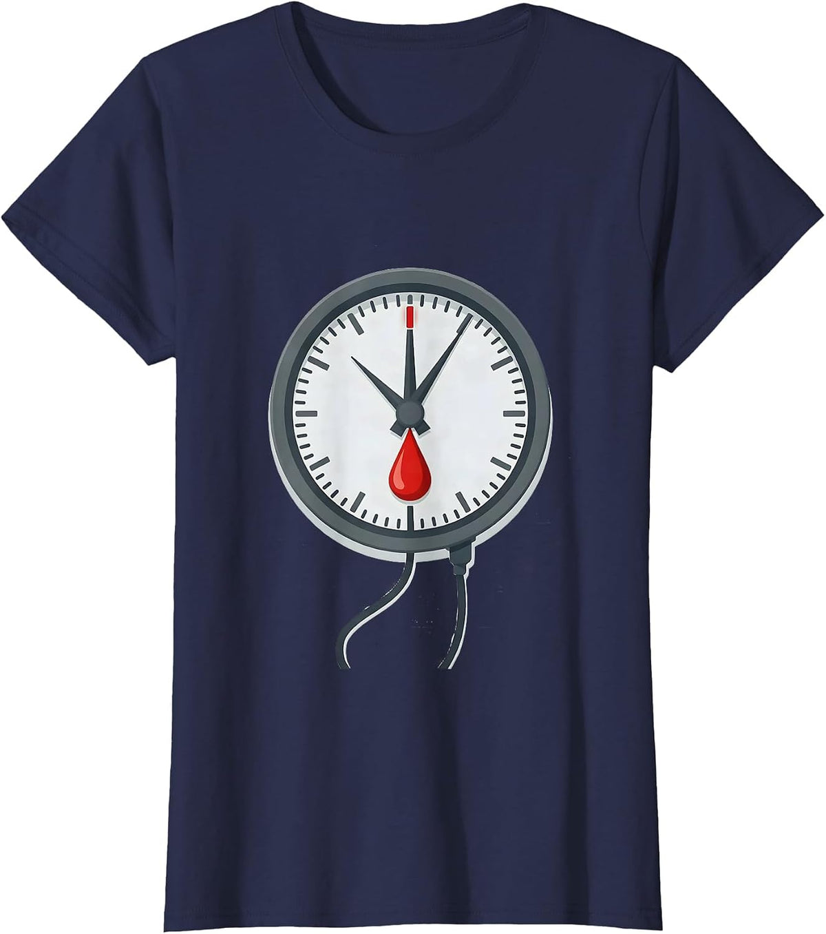 Women's IV Flow-Rate Regulator Clock Nurse Crew New Year Eve Party T-Shirt - Navy Blue