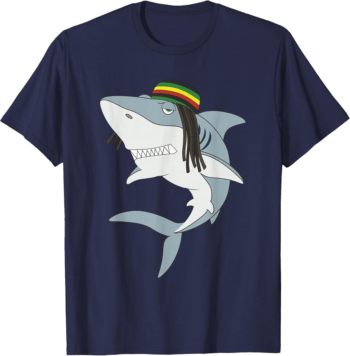 Funny Reggae Shark T-Shirt Reggae Shirt T-Shirt - Navy Blue