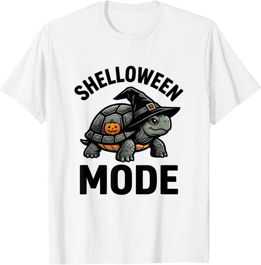 Men's Shelloween Mode Whimsical Halloween Turtle Costume Novelty T-Shirt - White