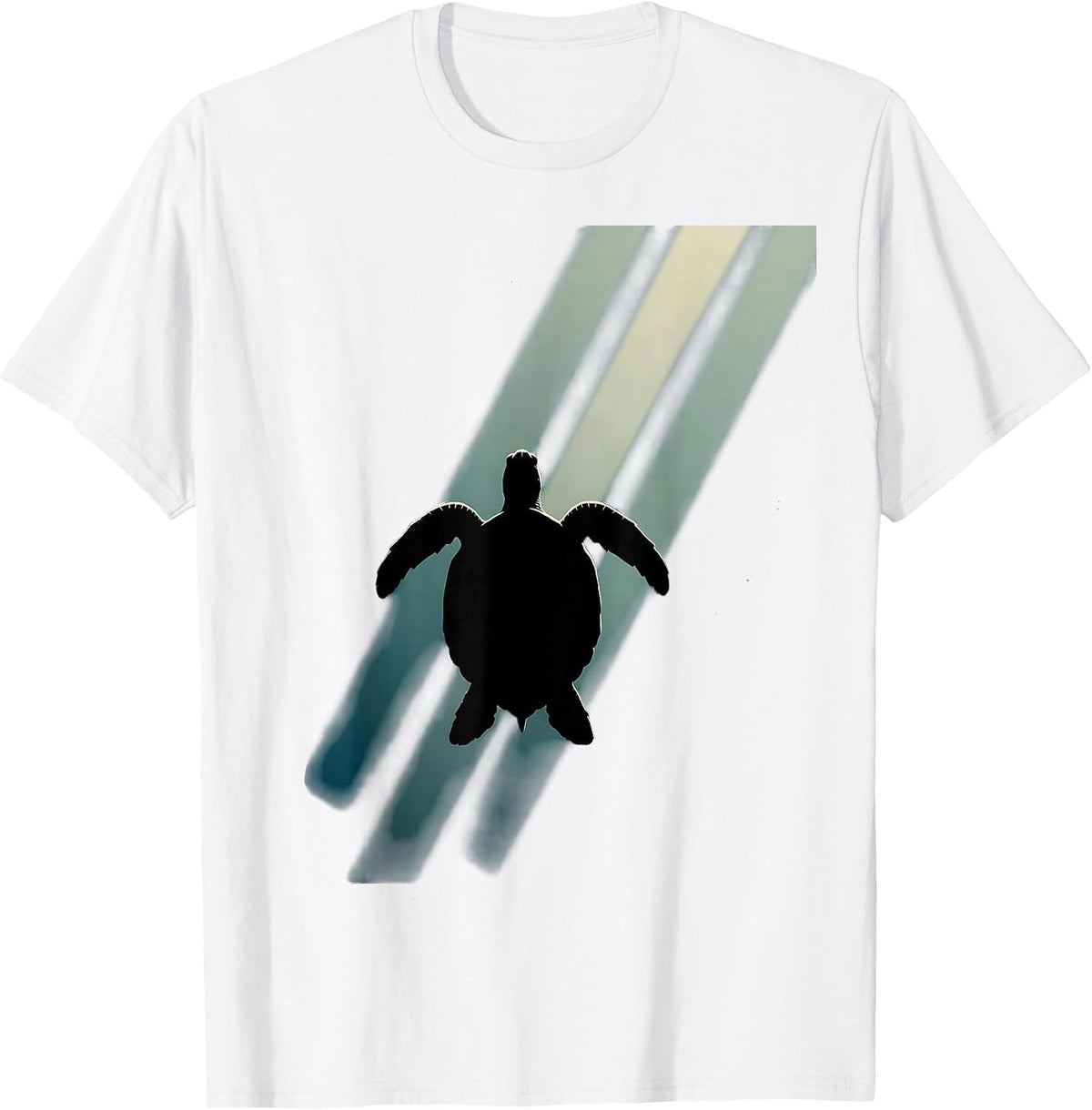 Men's Sea Turtle Ocean Rays Illustration T-Shirt - White