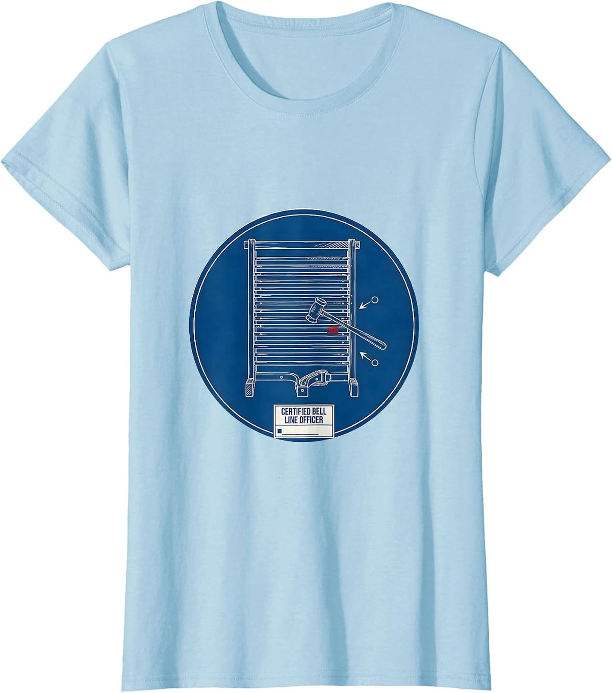 Certified Bell Line Officer Technical Blueprint Drummer T-Shirt - Baby Blue