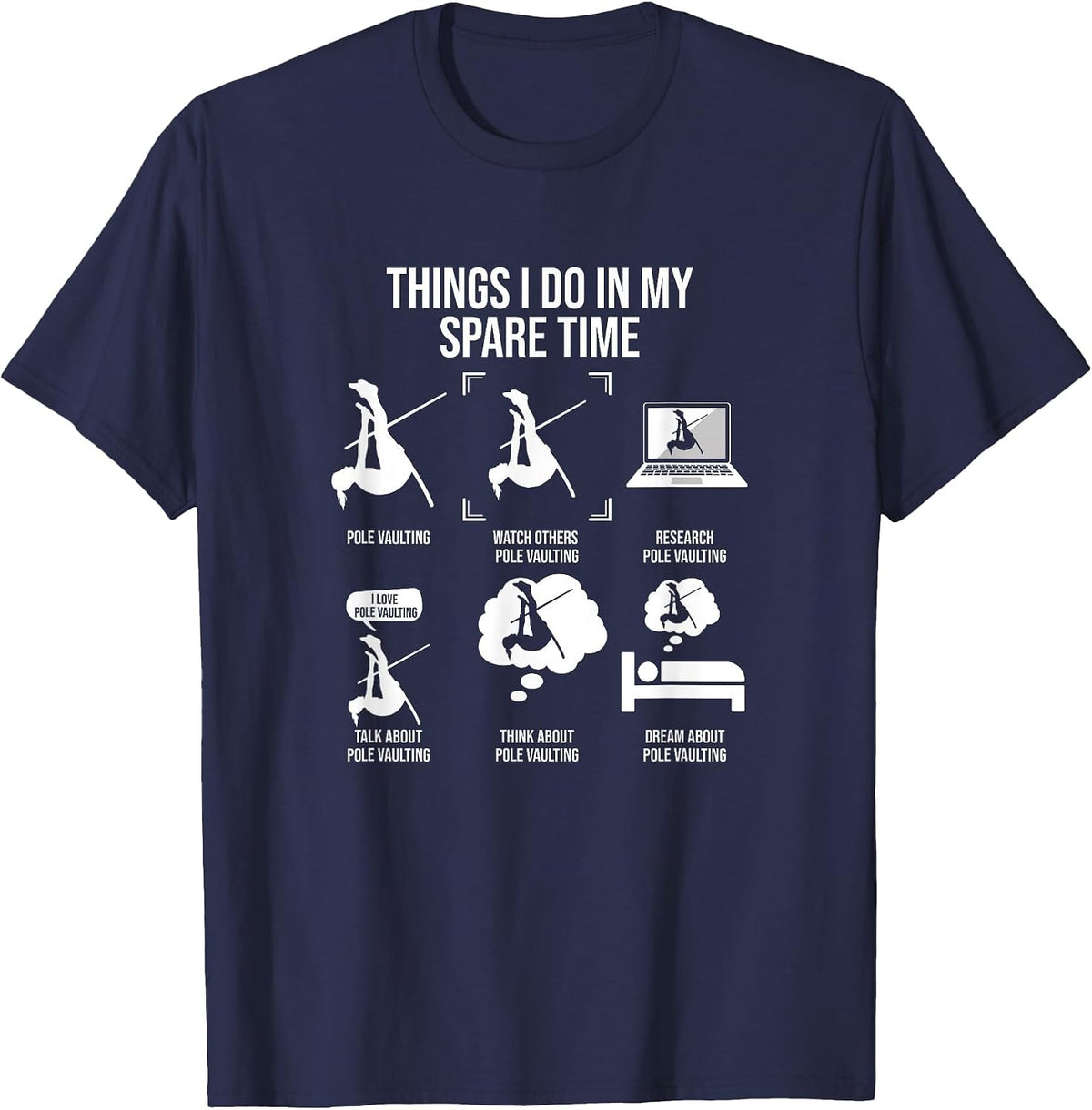 Things I Do in My Spare Time, Female Pole Vault Jumper T-Shirt - Navy Blue
