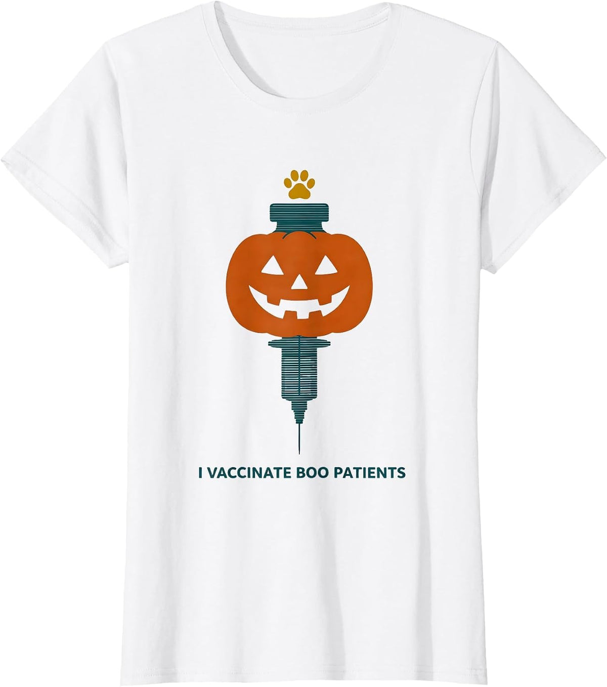Women's I Vaccinate Boo Patients Funny Vet Tech Halloween Humor T-Shirt - White