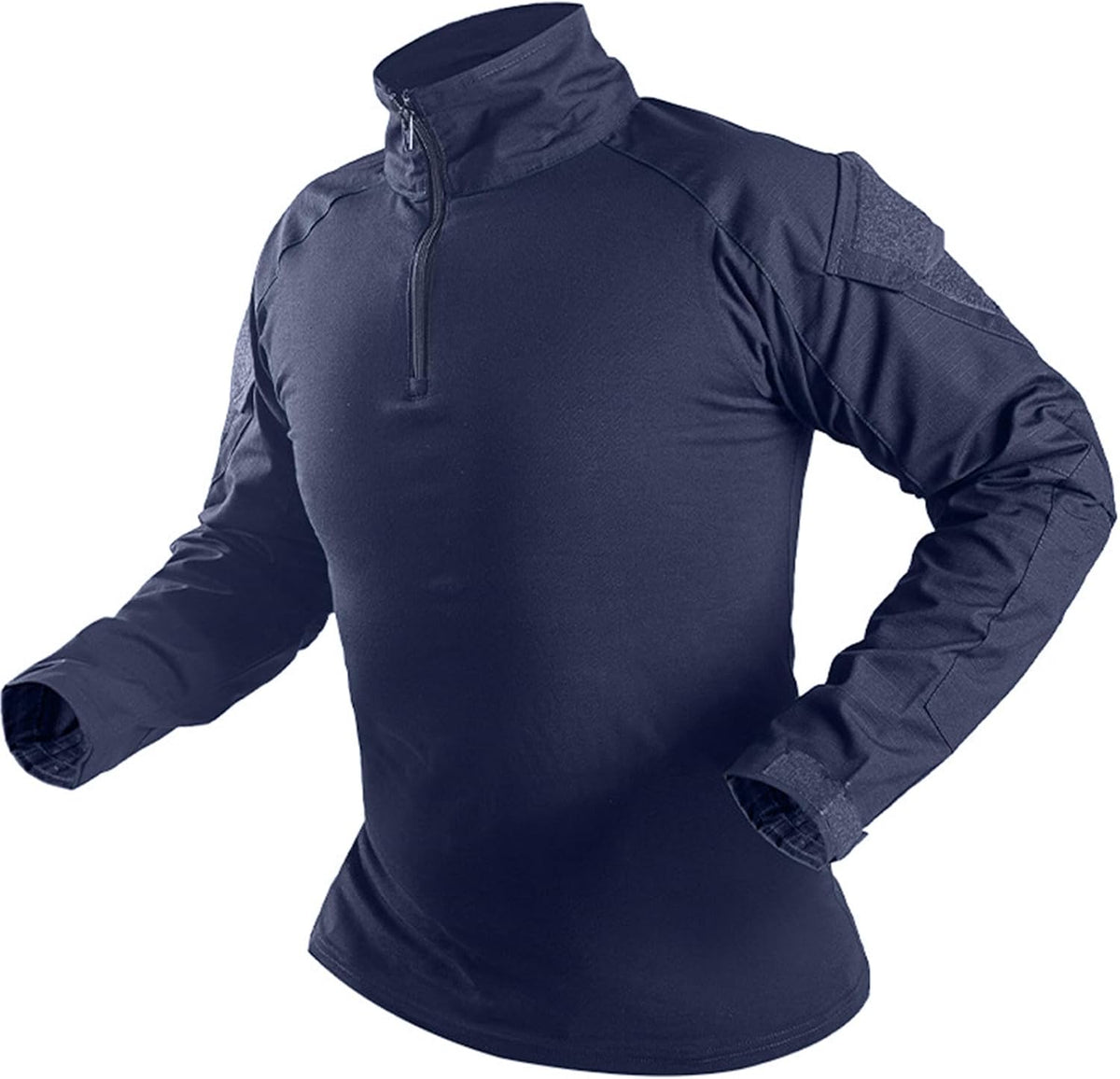 Men's Tactical Combat Shirt, Lightweight Long Sleeve Military BDU Shirts Paintball Airsoft Top with Zipper - Blue