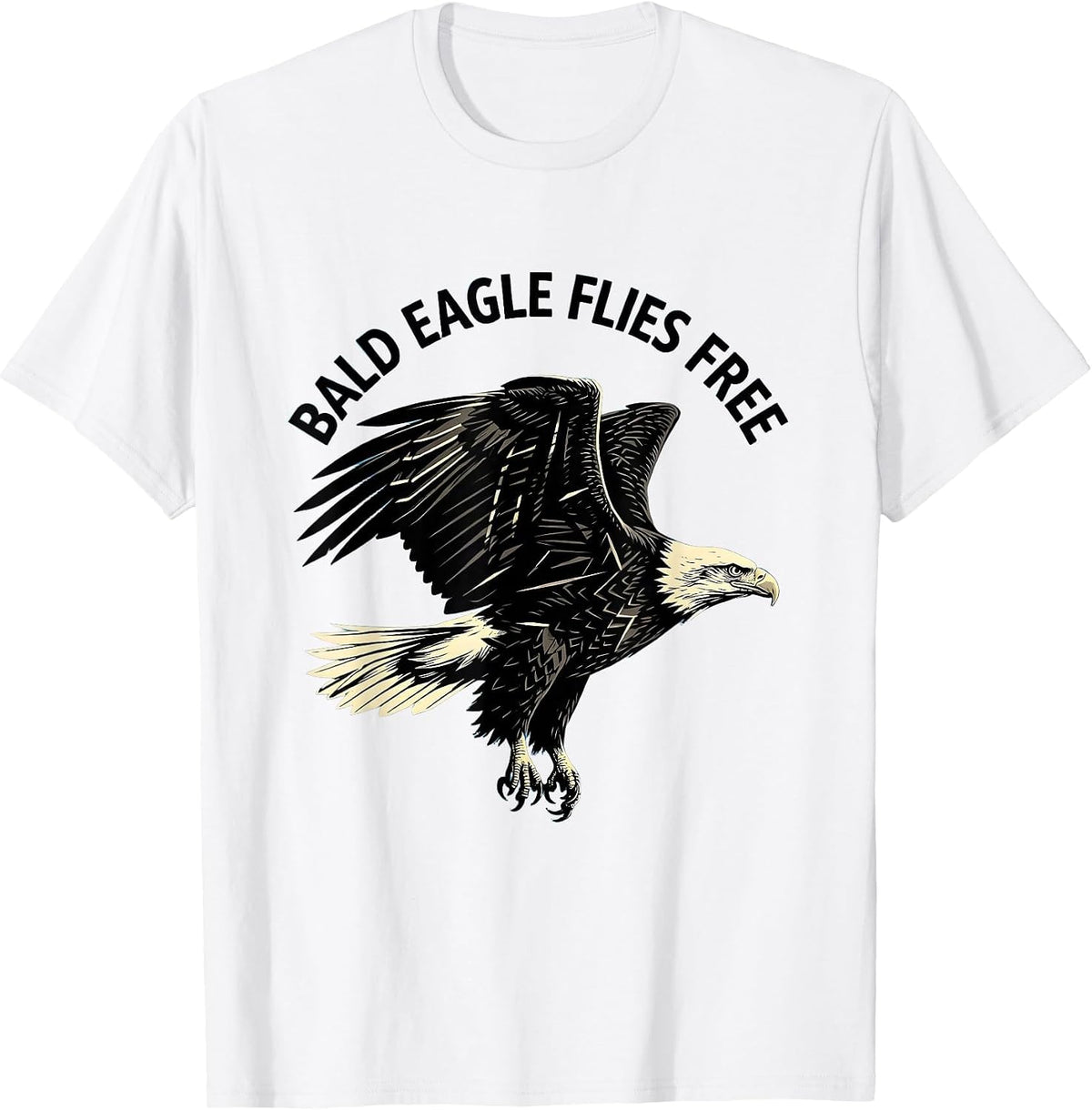 Men's Bald Eagle Flies Free Patriotic Wildlife Bird Nature Design T-Shirt - White