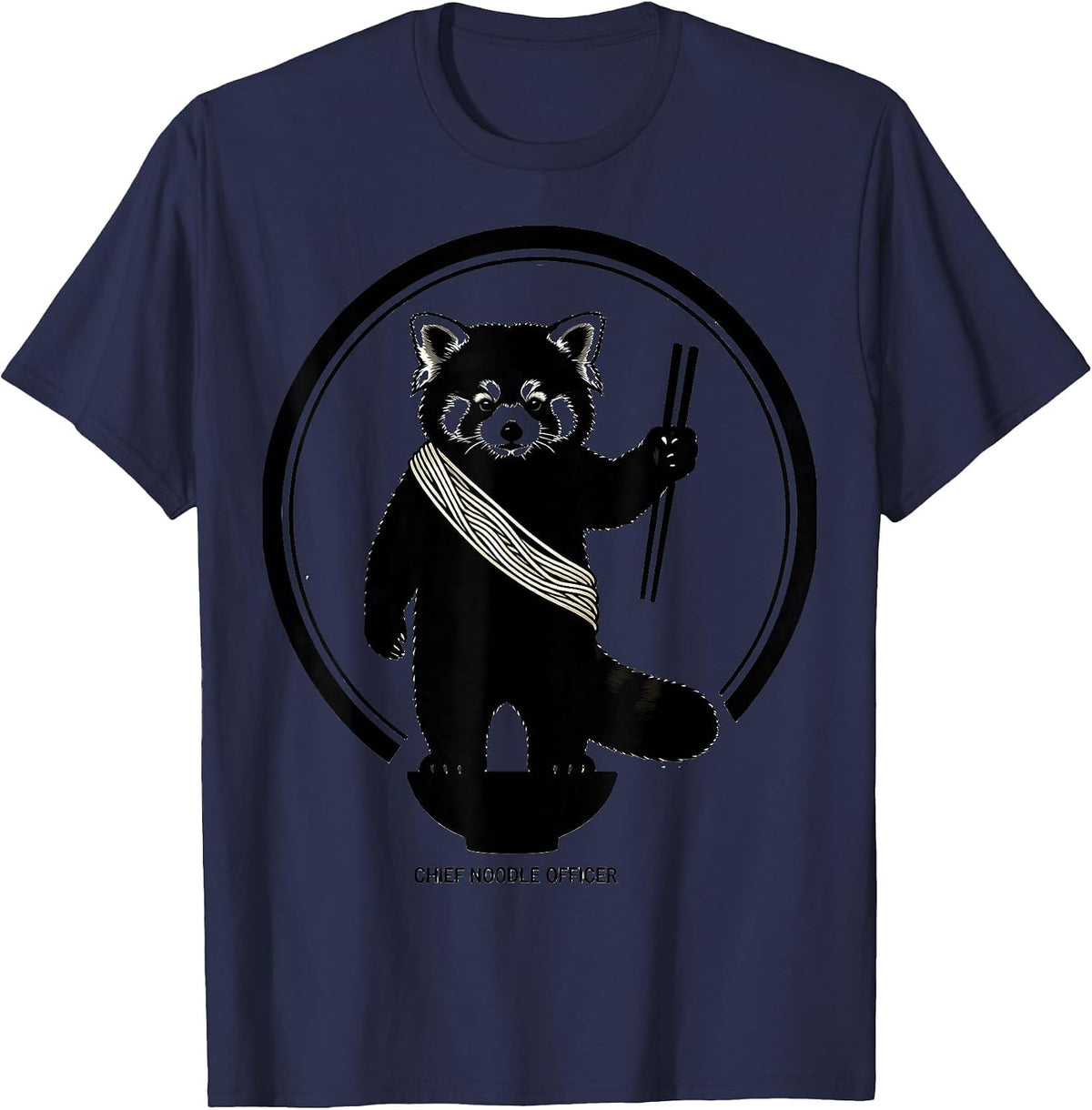 Men's Chief Noodle Officer Cute Red Panda Kawaii Anime Food Lover T-Shirt - Navy Blue