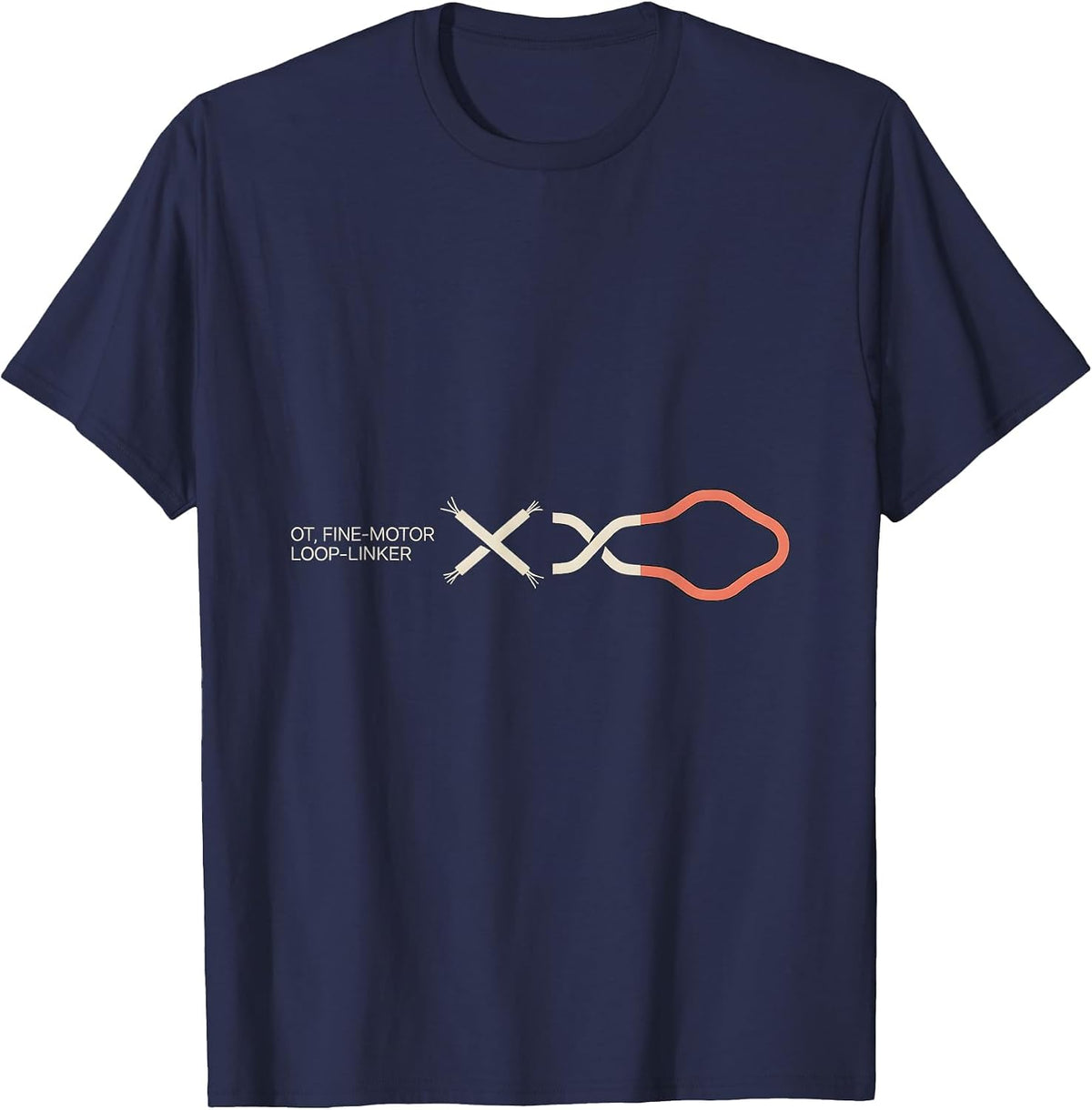 OT Fine-Motor Loop-Linker Occupational Therapy Therapist OT T-Shirt - Navy Blue