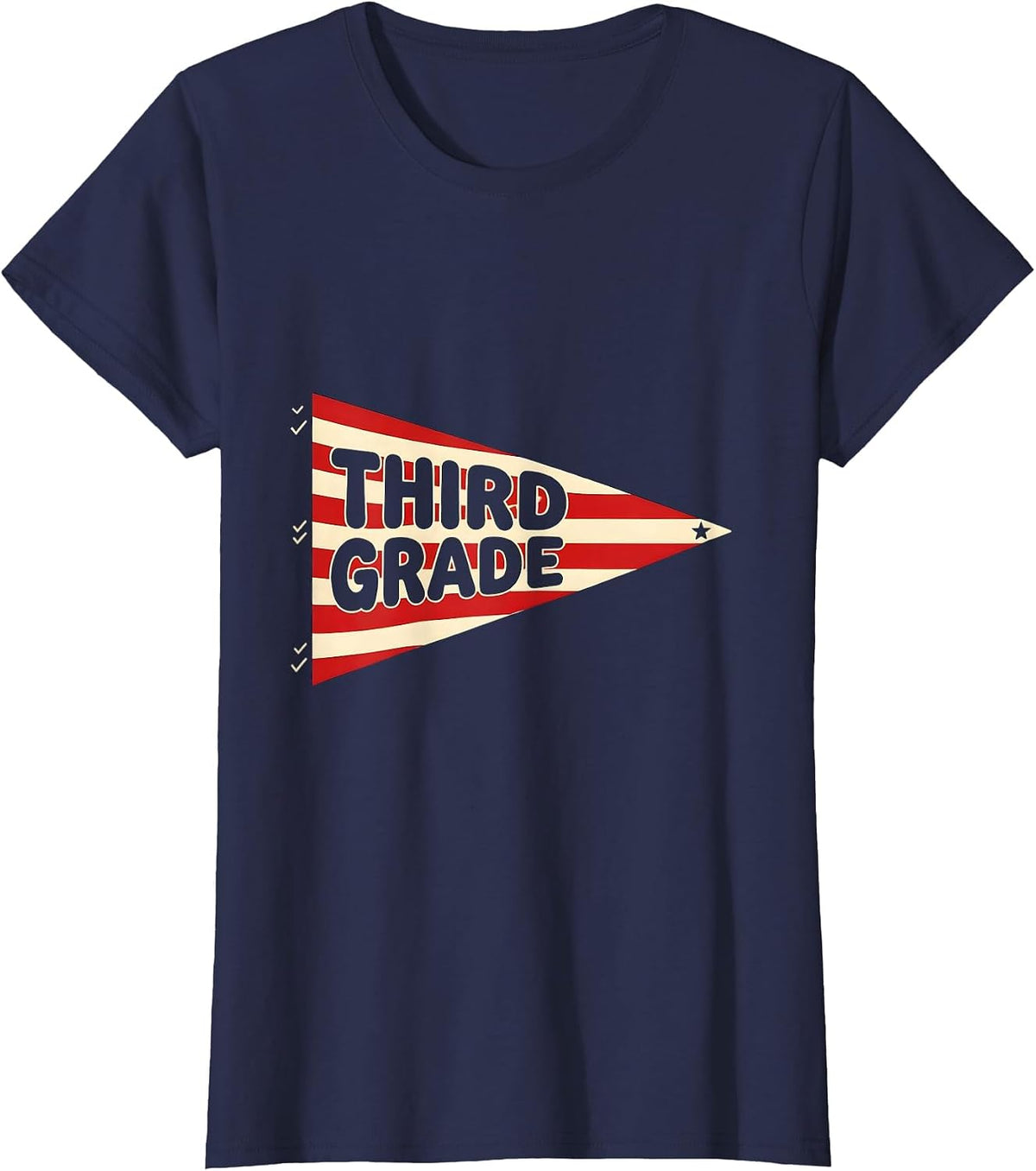 Women's Third Grade Pennant Flag Back to School Third Grade T-Shirt - Navy Blue