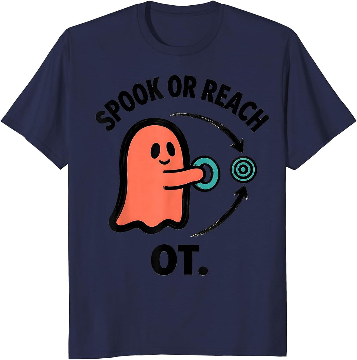 Spook Or Reach OT Funny Occupational Therapist Halloween T-Shirt - Navy Blue