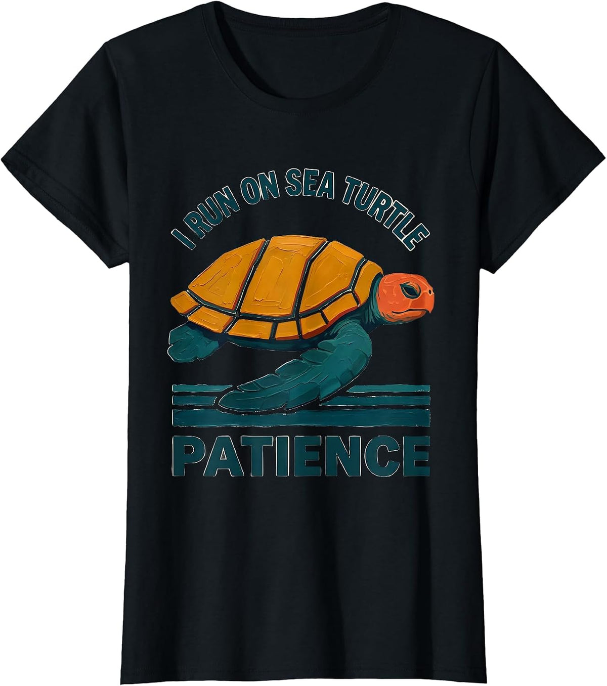 Women's I Run On Sea Turtle Patience Funny Sea Turtle Lover Vacation T-Shirt - Black