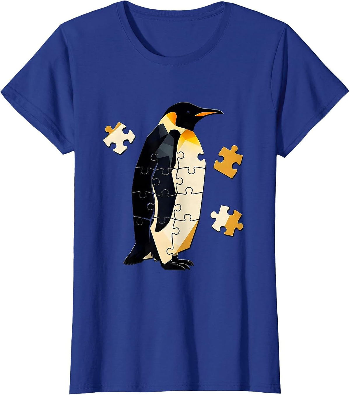 Women's Angular Penguin Silhouette Funny Penguin Lover Gift T-Shirt - Royal Blue