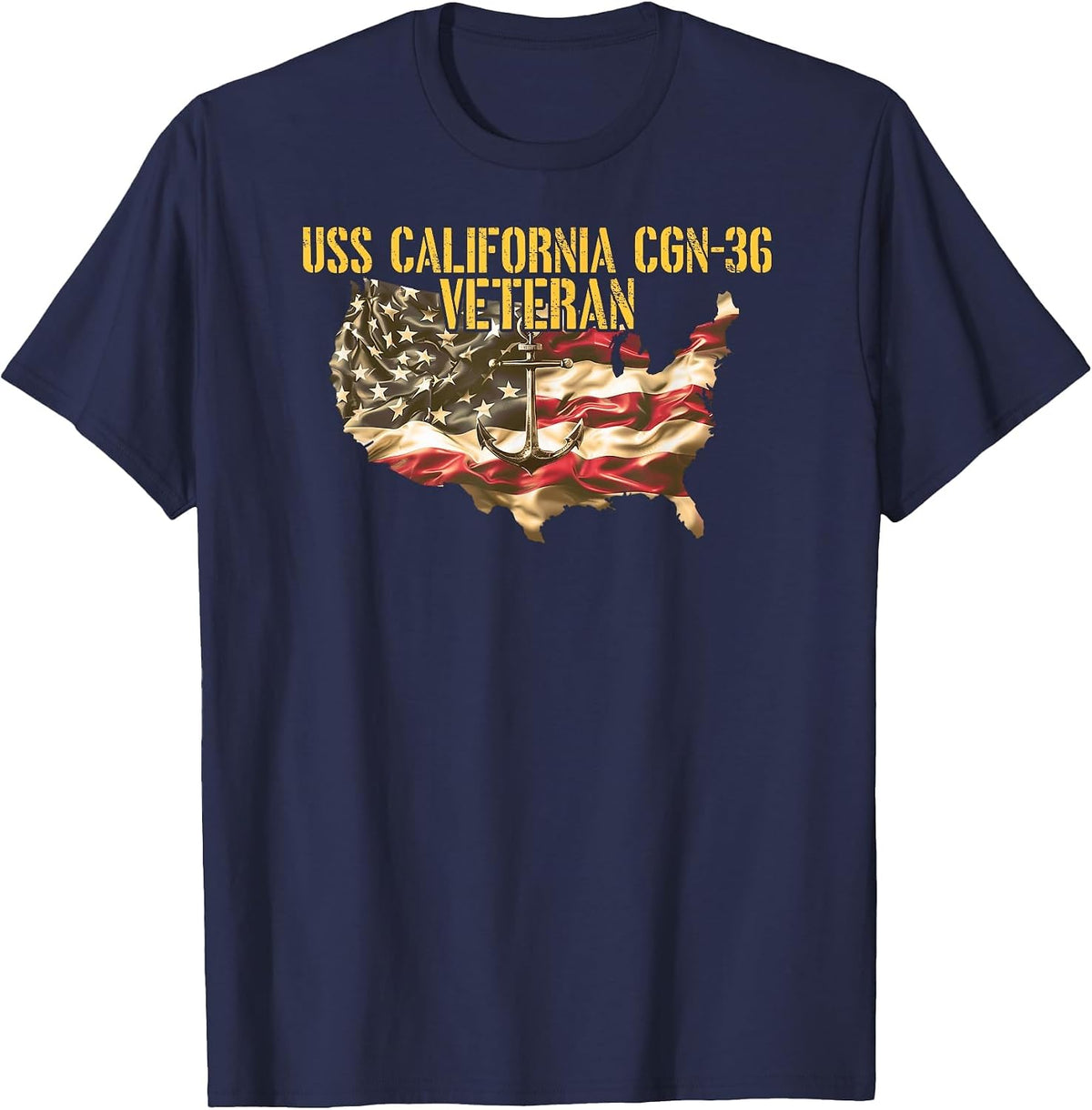 Vintage USS California CGN-36 Guided Missile Cruiser Veteran T-Shirt - Navy Blue