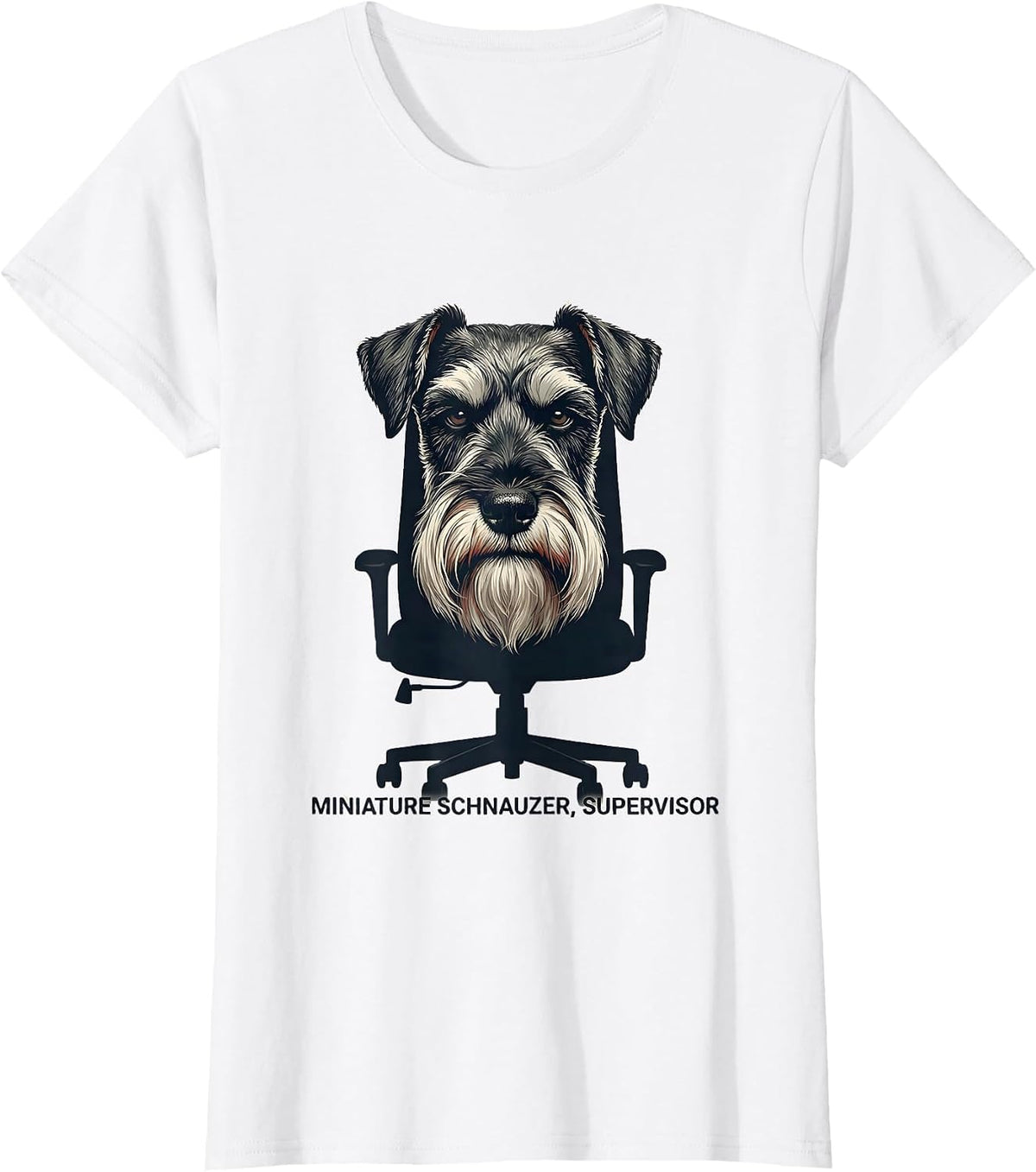 Miniature Schnauzer Supervisor Funny Dog Owner Humor T-Shirt - White