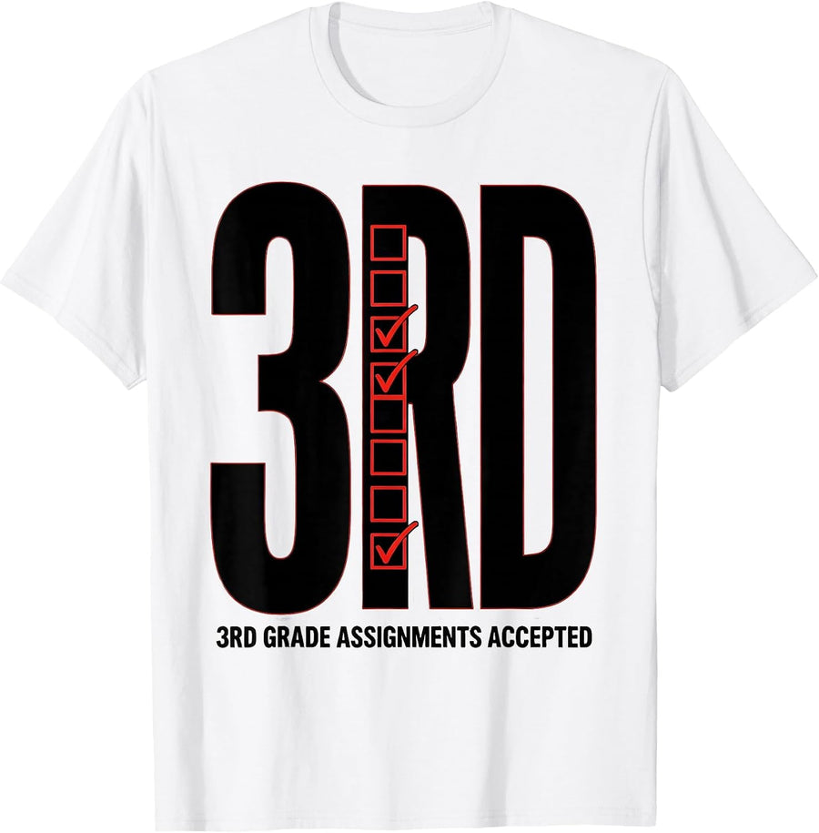 Men's 3rd Grade Assignments Accepted Funny Back to School Gamer T-Shirt - White