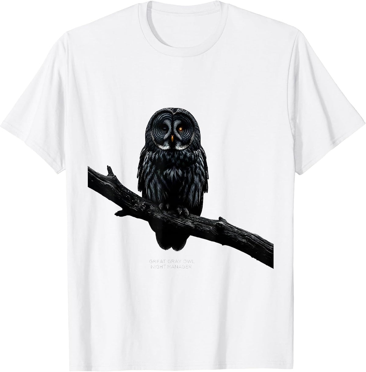 Men's Great Gray Owl Night Manager Whimsical Nature Lover Vintage T-Shirt - White