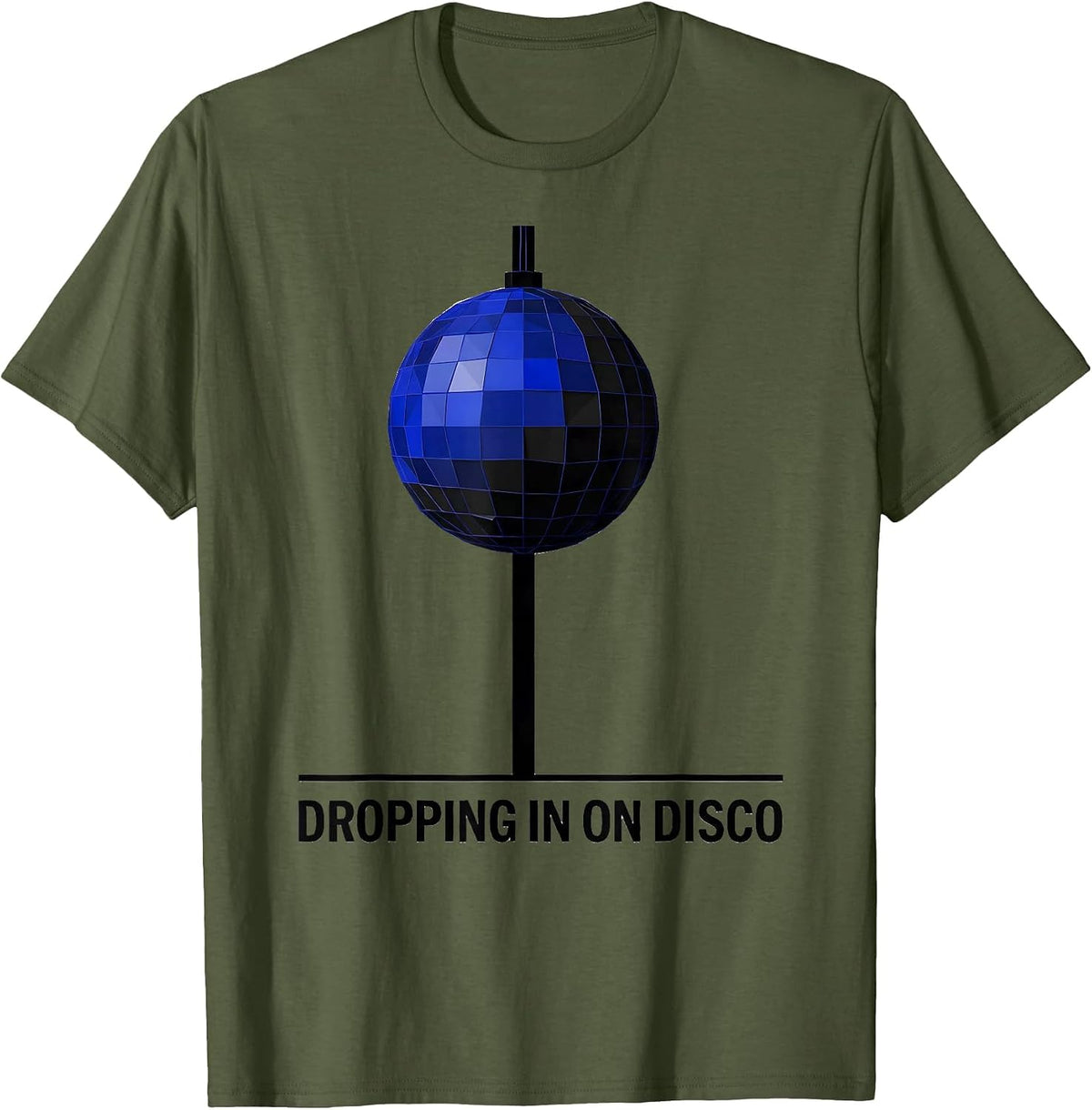 Dropping In On Disco Retro 70s Disco Party Nostalgia T-Shirt - Olive Green