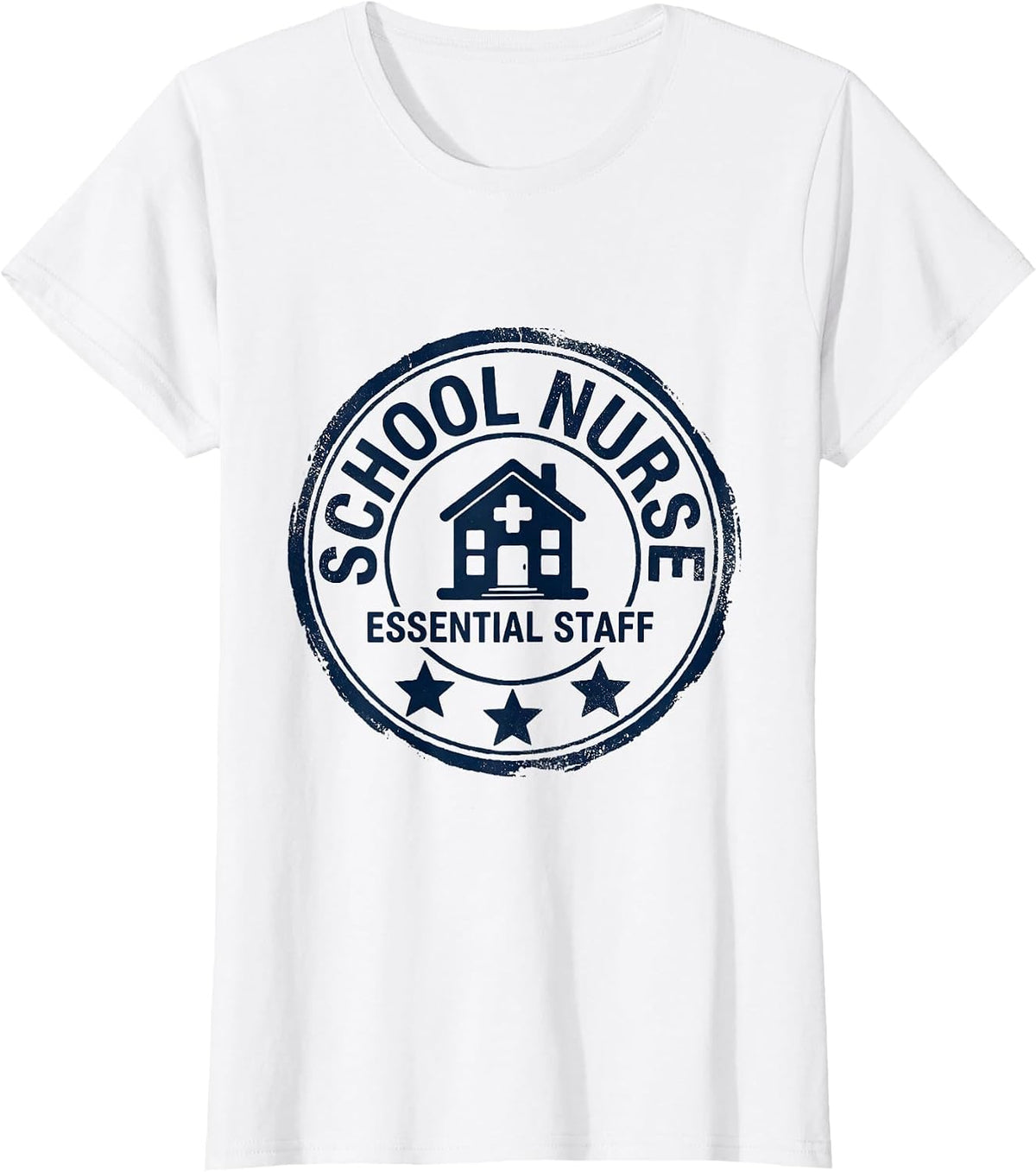 School Nurse Essential Staff Rubber Stamp Playful Humor T-Shirt - White