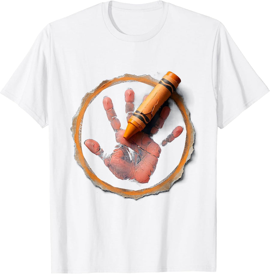 Men's Broken Crayons Still Color Handprint Art T-Shirt - White