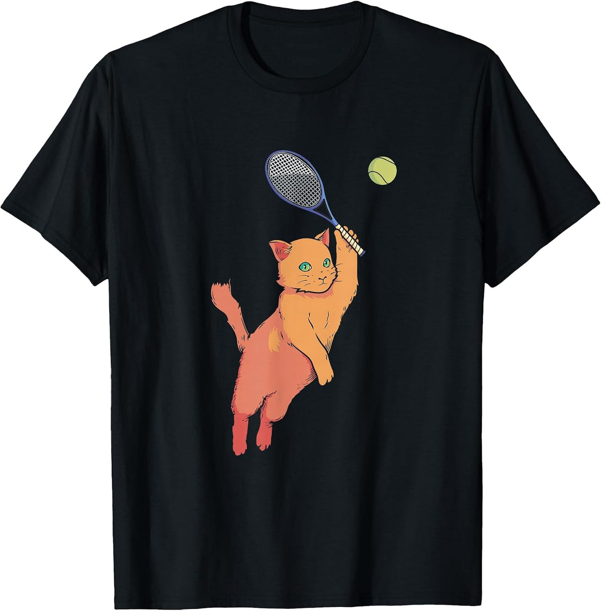 Tennis Player Racquets Cat Tennis Lover Racket Sport T-Shirt - Black
