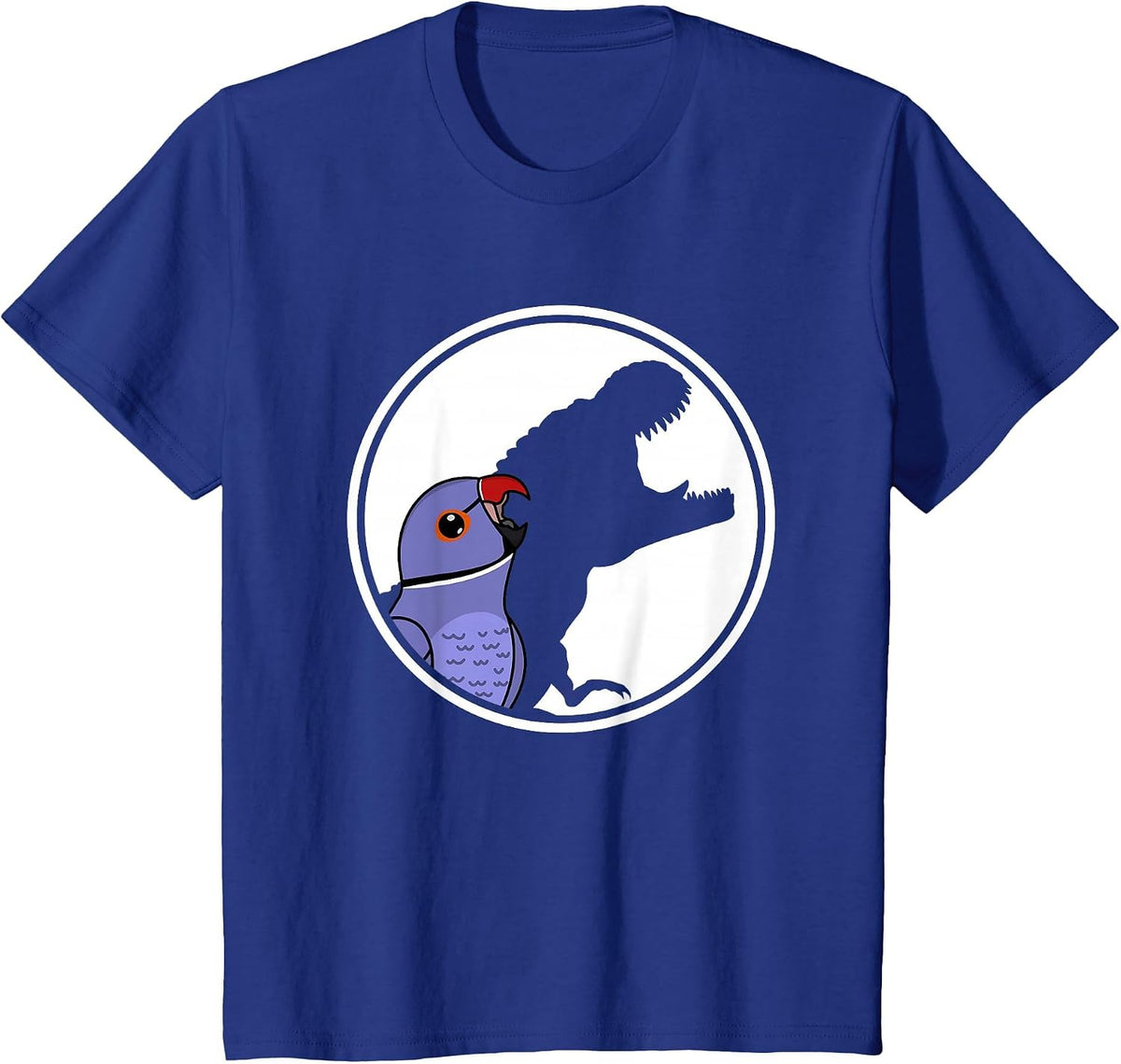 Parrot & T Rex Shadow I Violet Indian Ringneck T-Shirt - Royal Blue