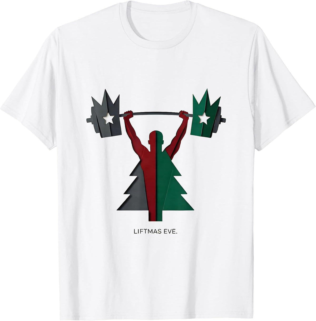 Men's Liftmas Eve Funny Christmas Gym Workout Weightlifting Humor T-Shirt - White